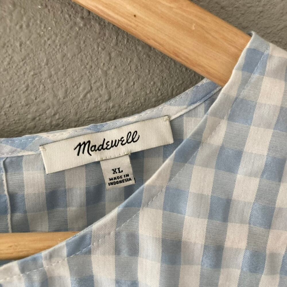 Madewell Button Back Tie Tee in Gingham - Glacier Blue - XL - Picture 3 of 6